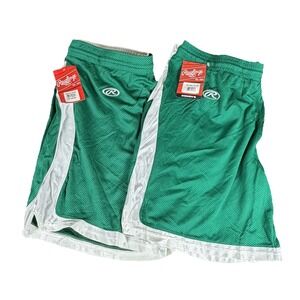 Rawlings Women's Basketball Shorts 2XL Green Mesh Athletic Gym NWT Lot of 2